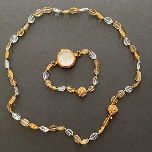 Vintage Lucoral Watch & Necklace Set